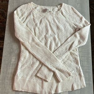 LOFT cream colored crochet side slit sweater